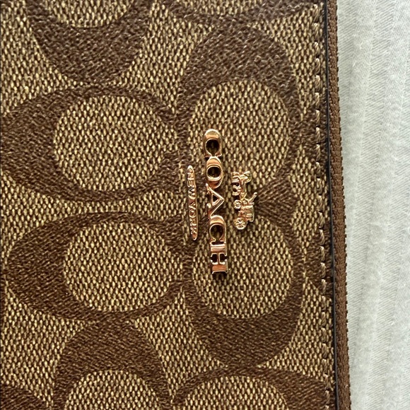 Coach Brown Signature Canvas Zip Wristlet - Picture 12 of 12